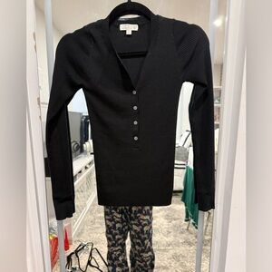 J.Crew Women’s Henley Sweater in TENCEL™ Blend Color Black Size XXS (worn 1x)